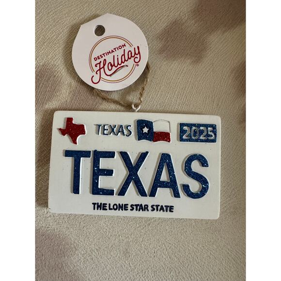 Destination Holiday Texas License Plate 2025 Christmas Ornament - Picture 1 of 2